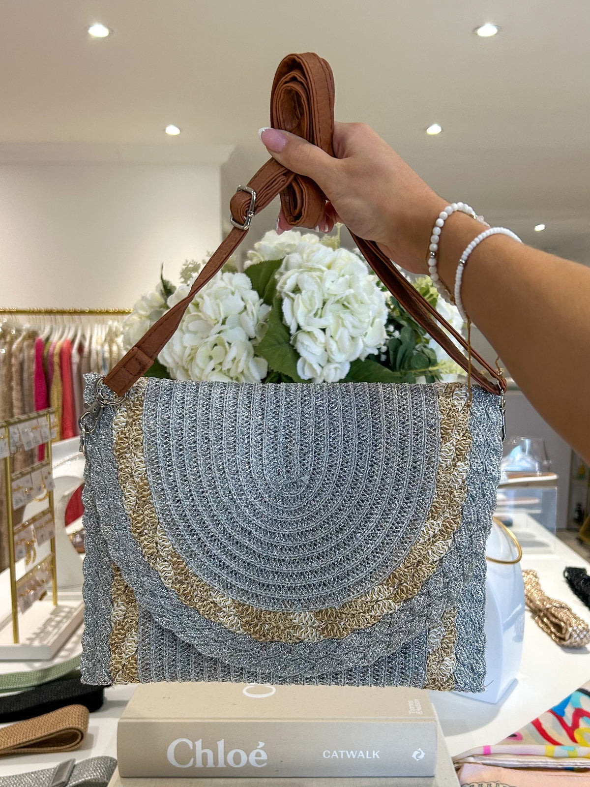 Gold Fleck Woven Plaited Clutch Bag (3 Colours)