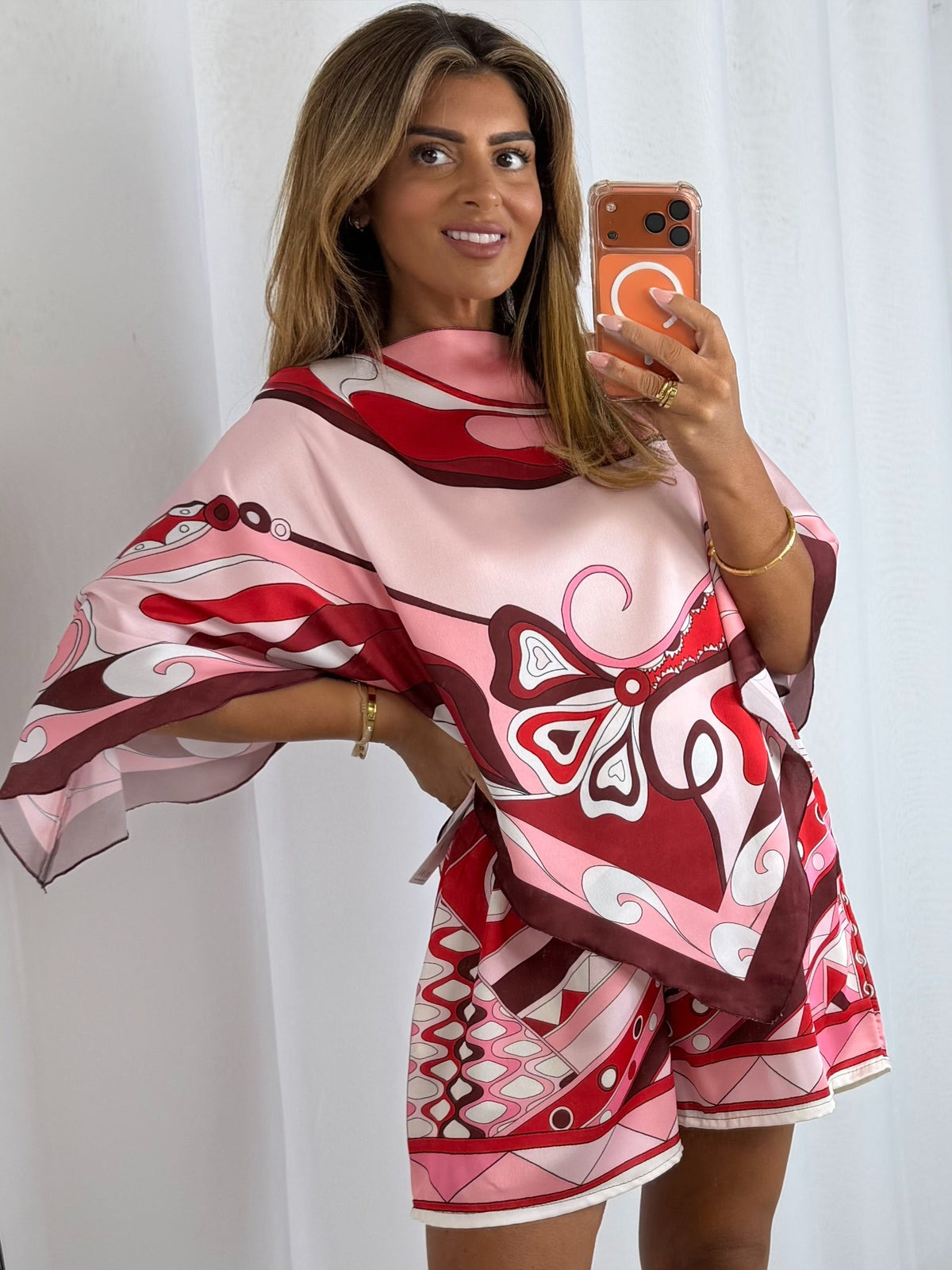 Spiral Print Bat Wing Short Co-Ord (7 Colours)