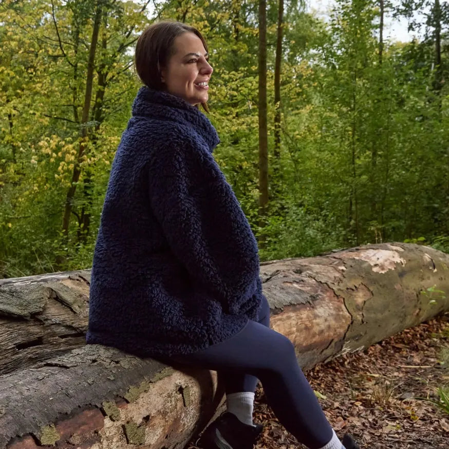 OHS Zip Fleece Soft Warm Cosy Outdoor Teddy Sherpa Long Cuff Sleeve Relaxed Fit Pull Over Hoodie Jacket Coat for Adults Kids
