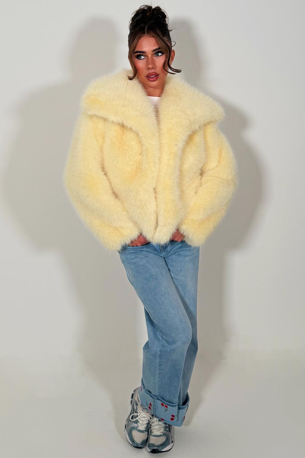 Faux Fur Jacket Baby Yellow
