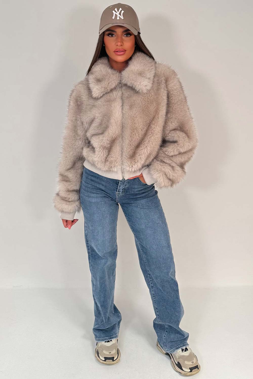 Faux Fur Jacket Beige