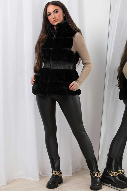 Faux Fur Gilet Black