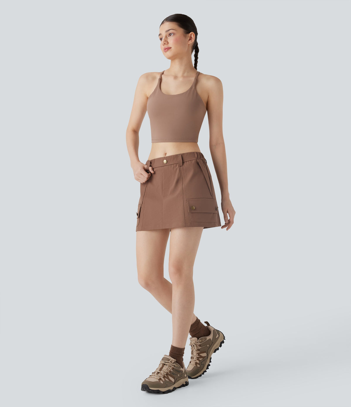 Water Repellent Mid Rise 2-in-1 Mini Hiking Skirt with Pockets