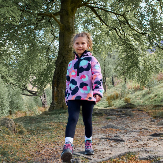 OHS Kids Leopard Print Half Zip Fleece - Lilac