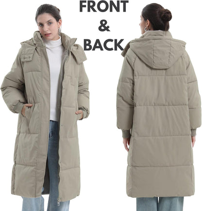 Long Puffer Jacket for Women,2024 Thickened Winter Coat Hooded with Deep Pockets, Ladies Warm Winter Jacket
