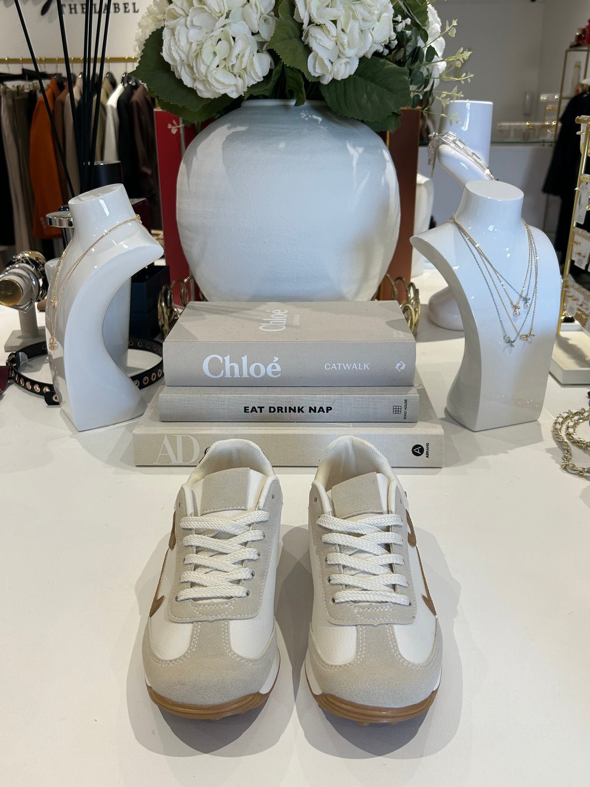 Faux Leather & Suede Swirl Design Trainers (2 Colours)
