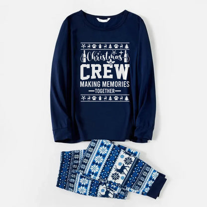 Joyful Blue Christmas Pajamas Set  With Christmas Holiday Quotes