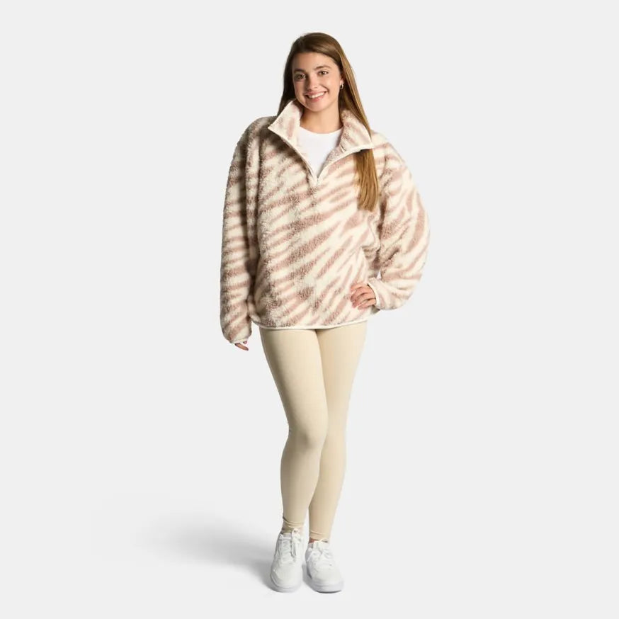 OHS Zip Fleece Soft Warm Cosy Outdoor Teddy Sherpa Long Cuff Sleeve Relaxed Fit Pull Over Hoodie Jacket Coat for Adults Kids