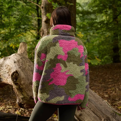 OHS Zip Fleece Soft Warm Cosy Outdoor Teddy Sherpa Long Cuff Sleeve Relaxed Fit Pull Over Hoodie Jacket Coat for Adults Kids