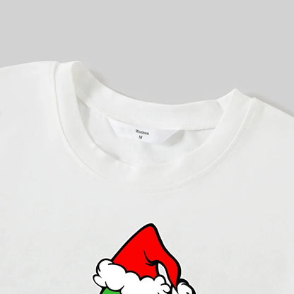 "Merry Christmas" Letter Print 2025 Green Elf Cartoon Pattern Contrast White Long Sleeve with Classic Red and Green Plaid Pants Family Matching Pajamas