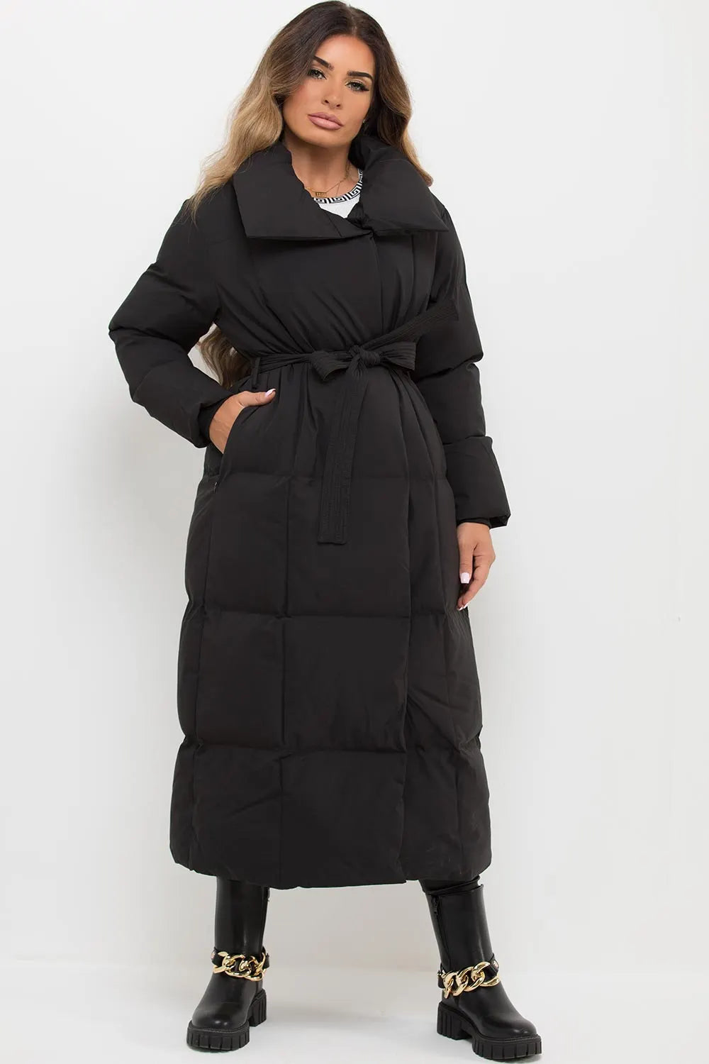 Longline Duvet Puffer Coat Black