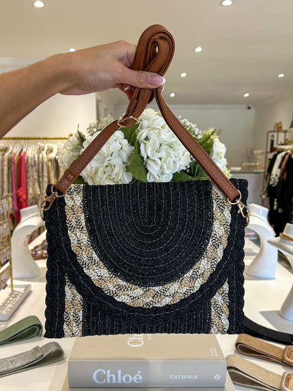 Gold Fleck Woven Plaited Clutch Bag (3 Colours)