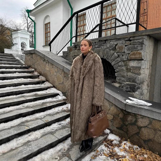 Women's Faux Long Coat Thicken Jackets Winter Warm Comfort Fashion Casual OL