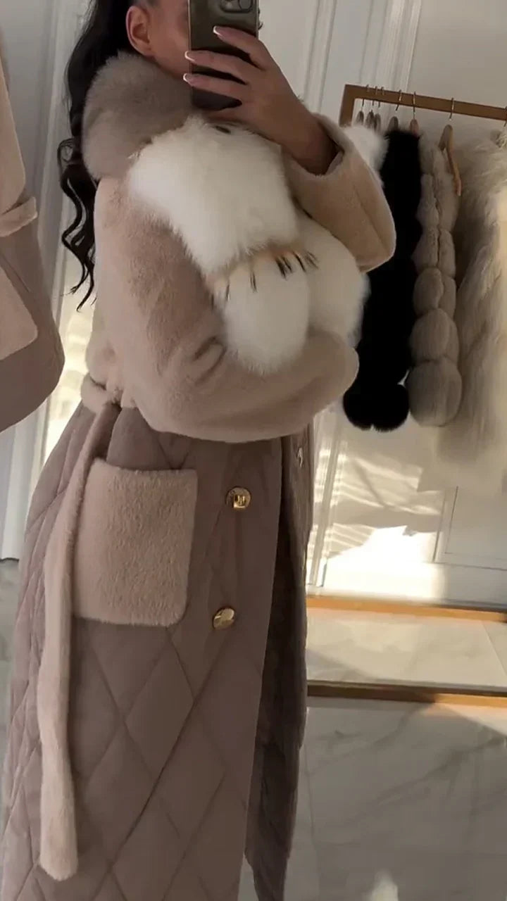 Women Fur Collar Patchwork Casual Coat
