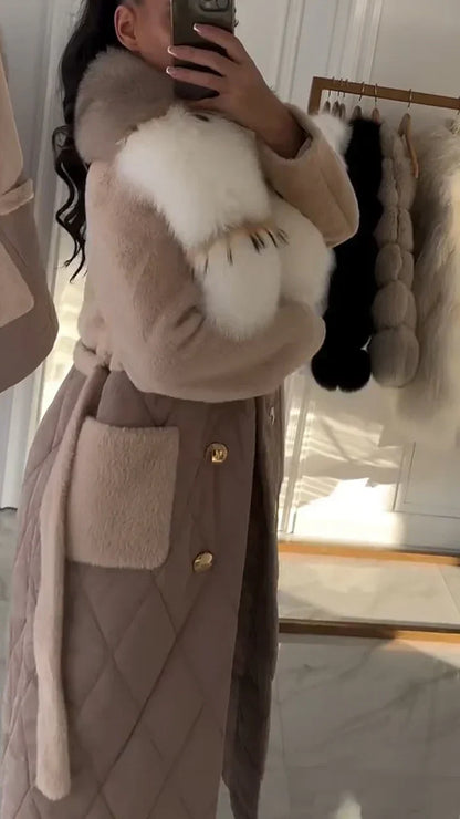 Women Fur Collar Patchwork Casual Coat