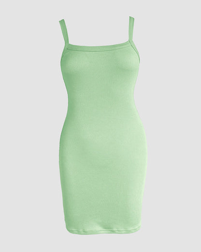 Bandeau Spaghetti Strap Sleevless Mini Dress Casual Slim Fit Bodycon Dress