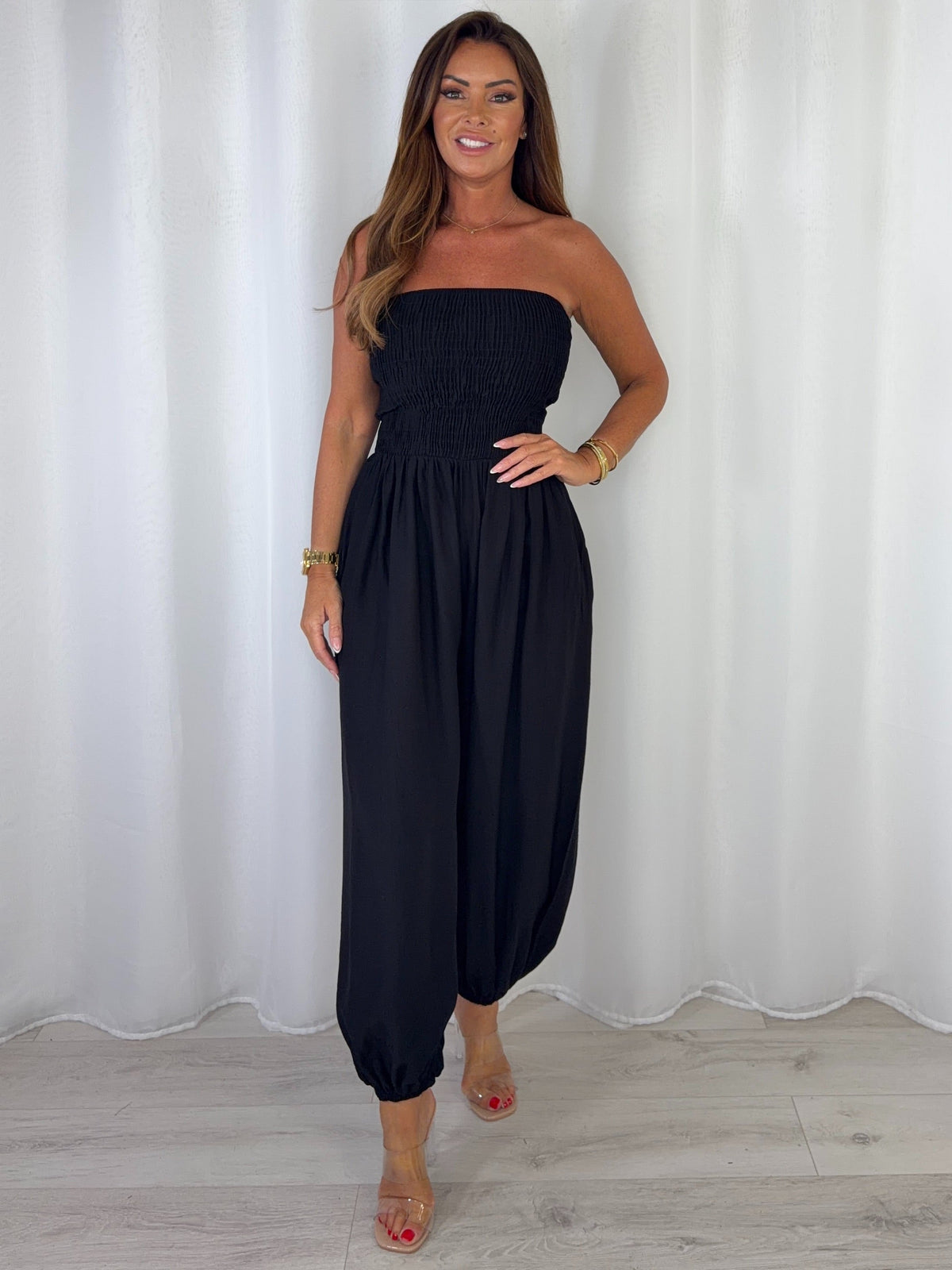 Smocked Bandeau Hareem Trouser Jumpsuit (4 Colours)