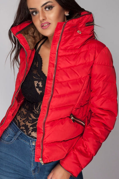 Zara Puffer Padded Faux Fur Collar Jacket Plus Size Winter Coat