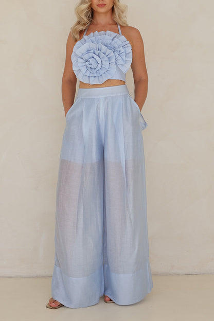 Women's Resort 3D Floral Bustier Pants Two-Piece Set