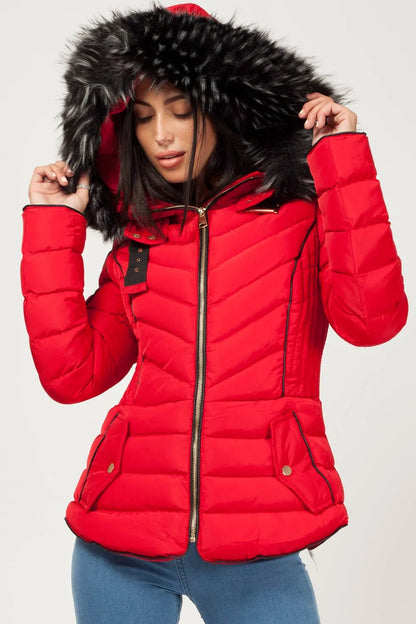 Fur Hooded Quilted Puffer Coat