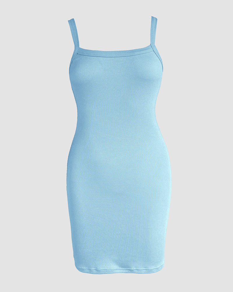 Bandeau Spaghetti Strap Sleevless Mini Dress Casual Slim Fit Bodycon Dress