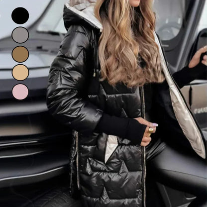 Women's Winter Warm Hooded Coat in Mid-Length