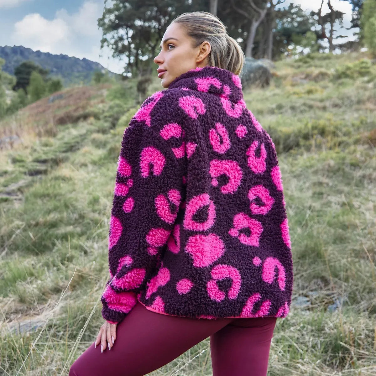 OHS Zip Fleece Soft Warm Cosy Outdoor Teddy Sherpa Long Cuff Sleeve Relaxed Fit Pull Over Hoodie Jacket Coat for Adults Kids