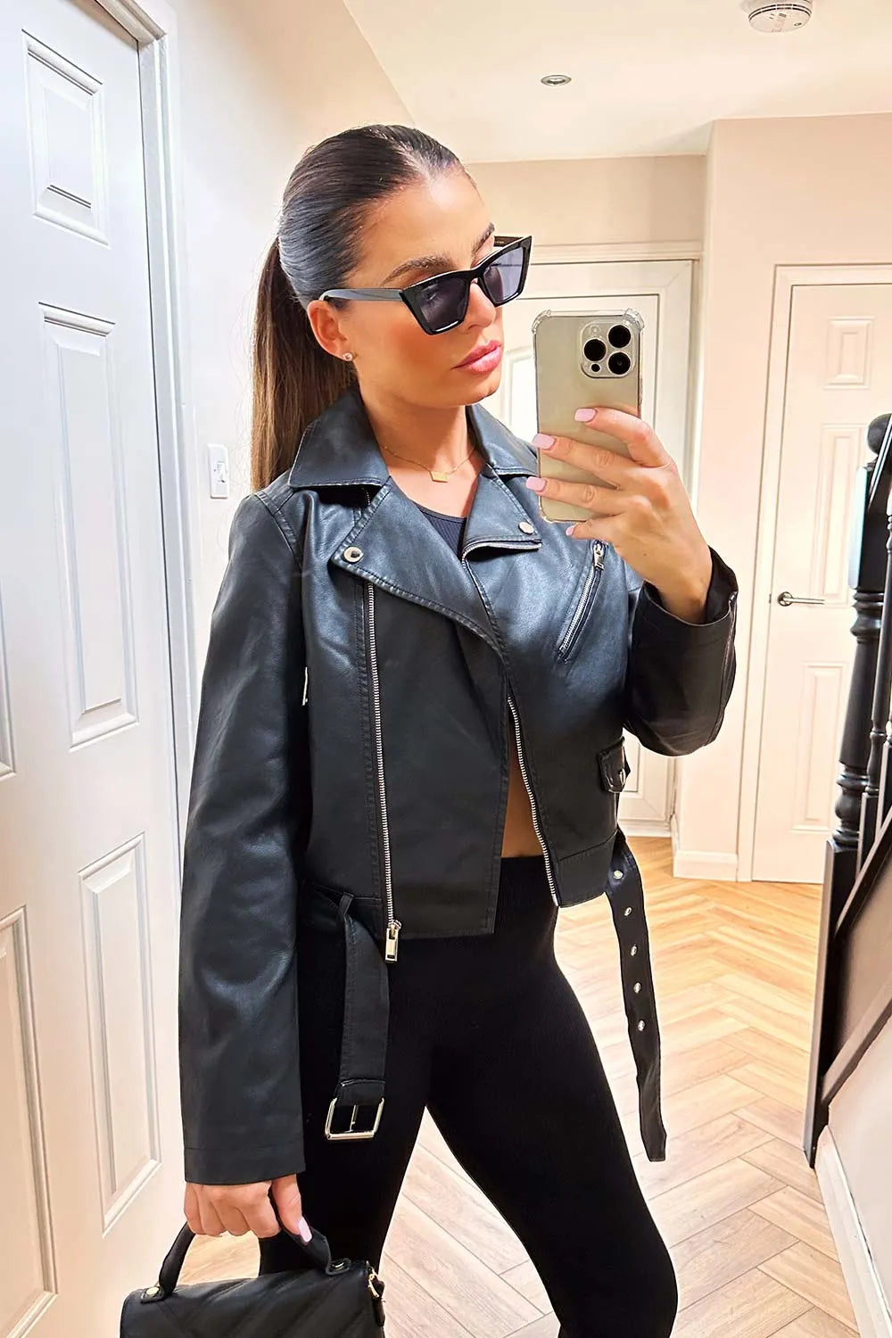 Faux Leather Jacket Black