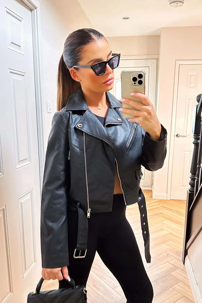 Faux Leather Jacket Black