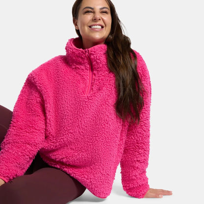 OHS Zip Fleece Soft Warm Cosy Outdoor Teddy Sherpa Long Cuff Sleeve Relaxed Fit Pull Over Hoodie Jacket Coat for Adults Kids