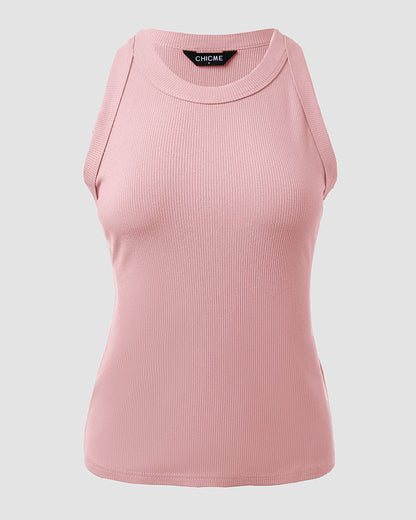 O-Neck Sleeveless Basic Slim Fit Skinny Tank Casual Top(Without Pads)