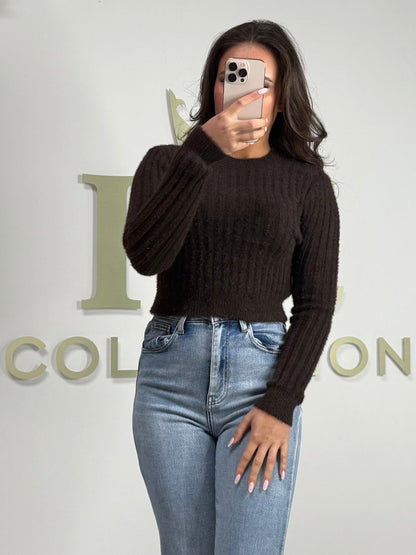 Ribbed Soft Fluffy Knit Round Neck Jumper (2 Colours)
