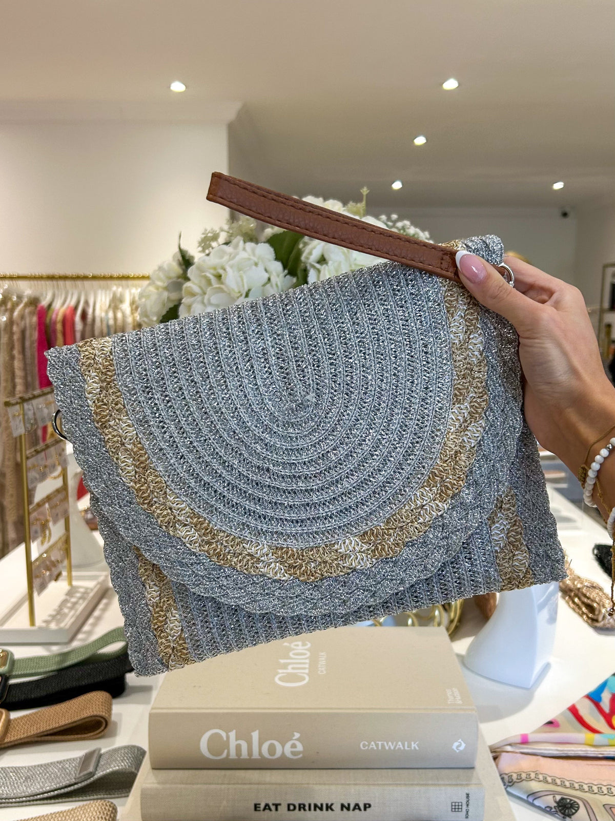 Gold Fleck Woven Plaited Clutch Bag (3 Colours)