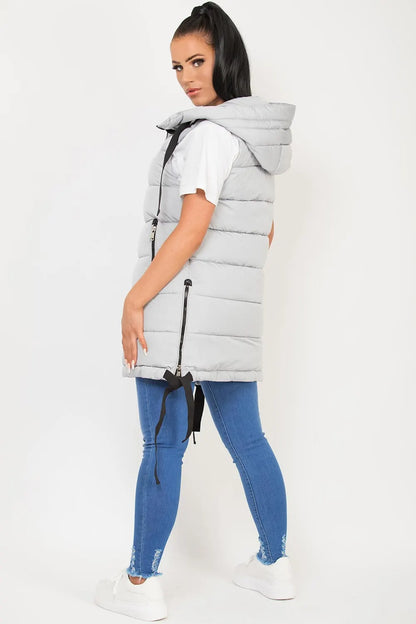 Hooded Puffer Gilet Body Warmer Grey