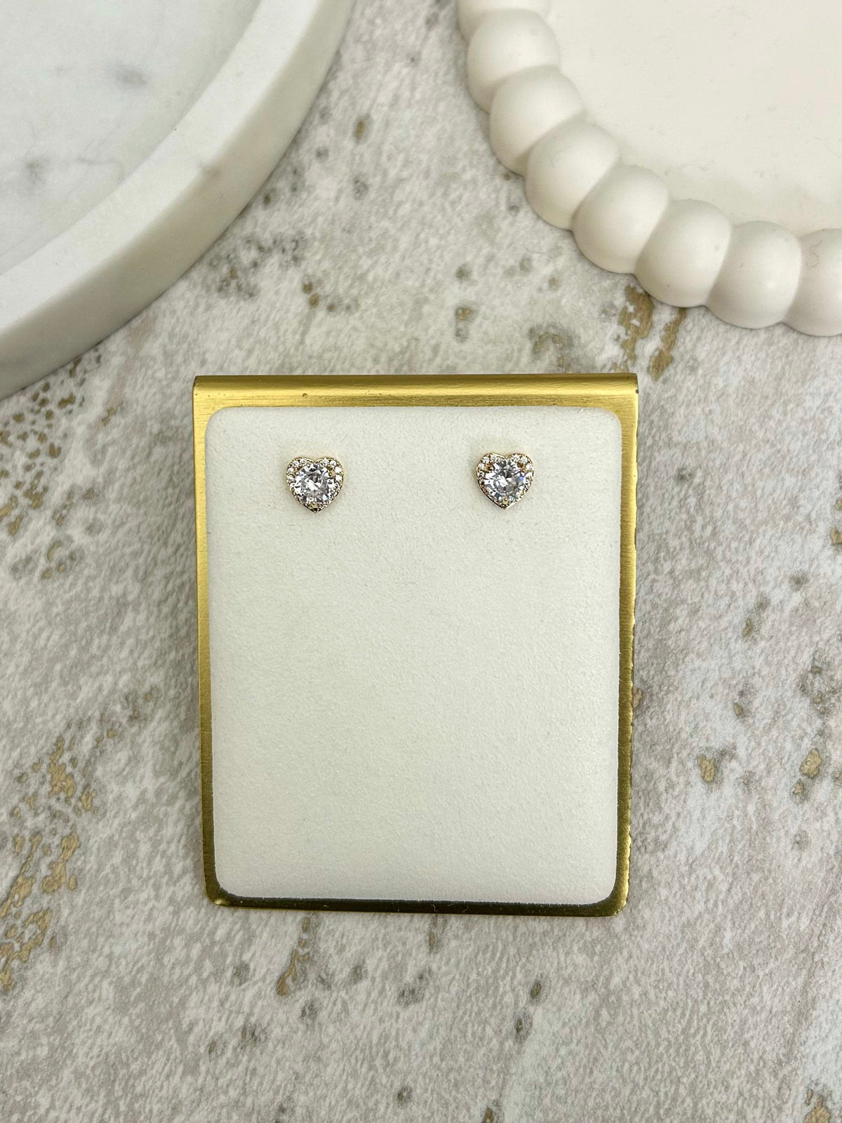 Diamante Heart Stone Studs (2 Colours)