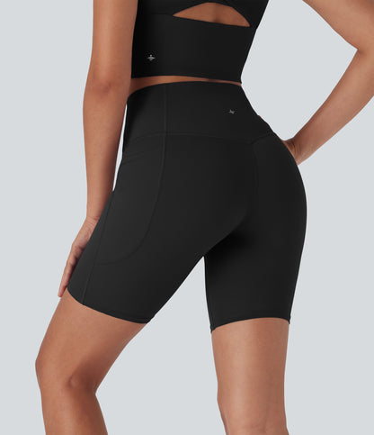 UltraSculptTM Cool Quick Dry SoCinched High Waisted Tummy Control Shaping Yoga Biker Shorts 7'' with Pockets-UPF50+
