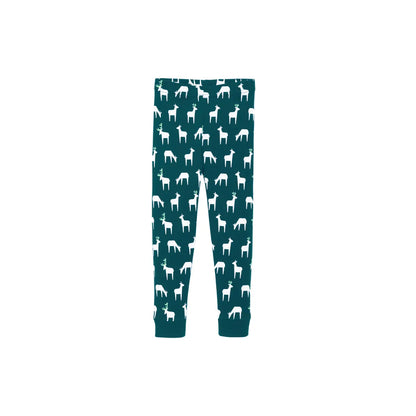 Christmas Family Matching Pajamas-Dark Green&Deer Patterned Pjs Set with "Merry Christmas" and Car Pattern Print