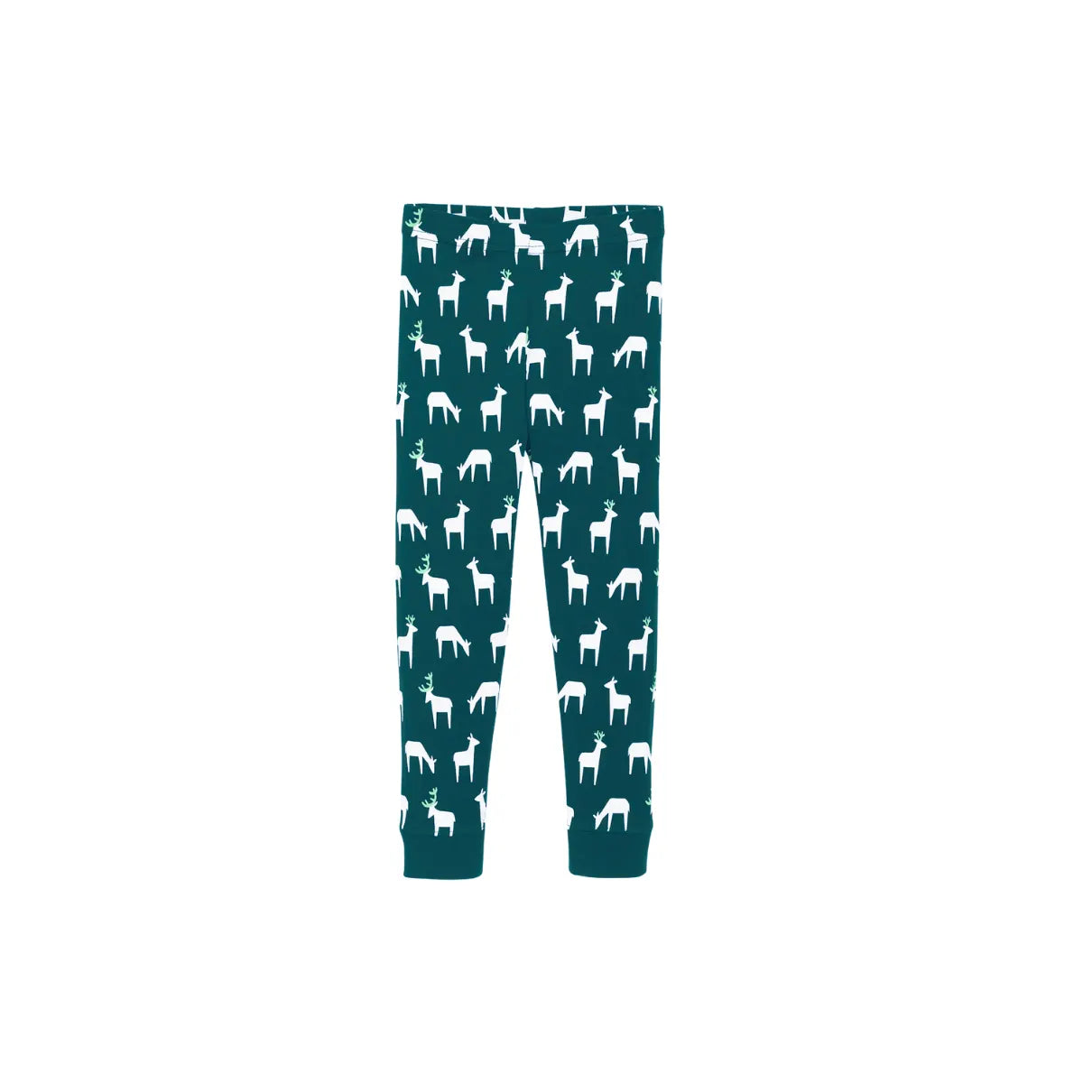 Christmas Family Matching Pajamas-Dark Green&Deer Patterned Pjs Set with Santa Hat and “Believe” Text Print