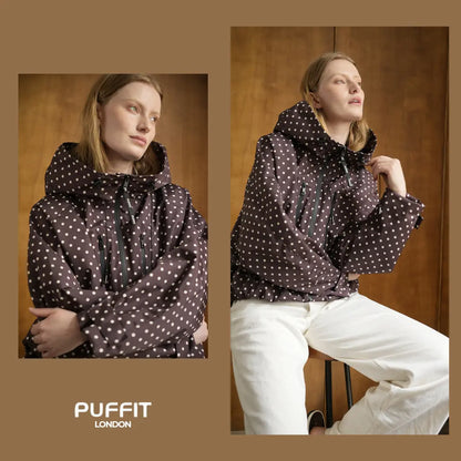 Short Oversized Rain Jacket With Bubble Hem,Loose Fit