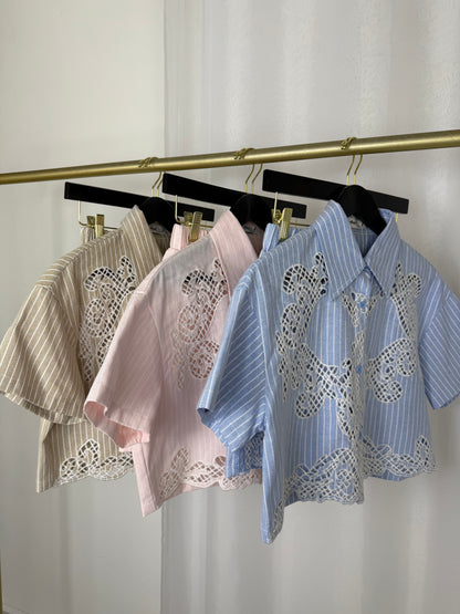 Havana - Embroidered Stripe Co-Ord (Pink)