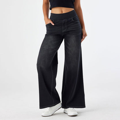2026🔥FlexTM High Waisted Multiple Pockets Washed Stretchy Knit Casual Bootcut Jeans