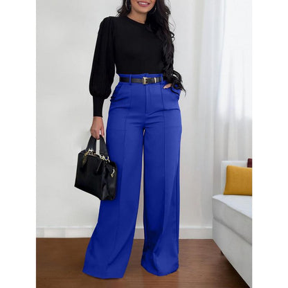 Women's Autumn New Commuter Casual Versatile Khaki Solid Color Draped Suit Pants Loose Straight Long Pants