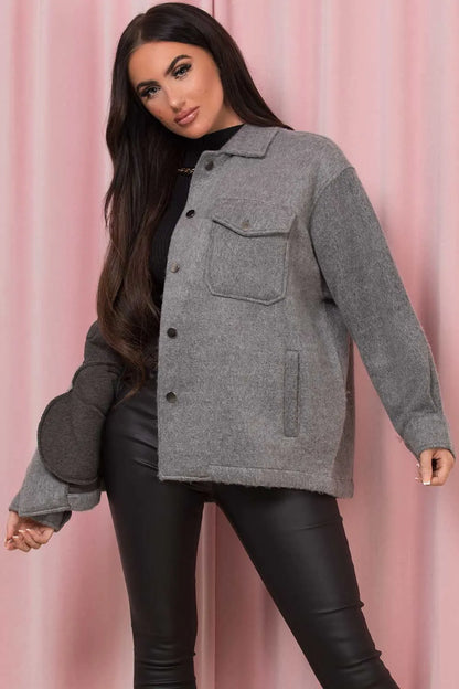 Grey Oversized Shacket Soft Touch
