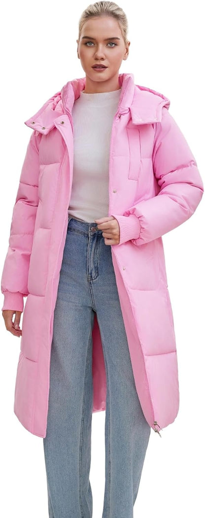 Long Puffer Jacket for Women,2024 Thickened Winter Coat Hooded with Deep Pockets, Ladies Warm Winter Jacket