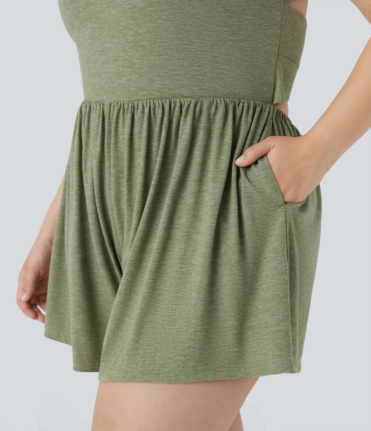 2-in-1 Plus Size Romper with Pockets-Easy Peezy Edition