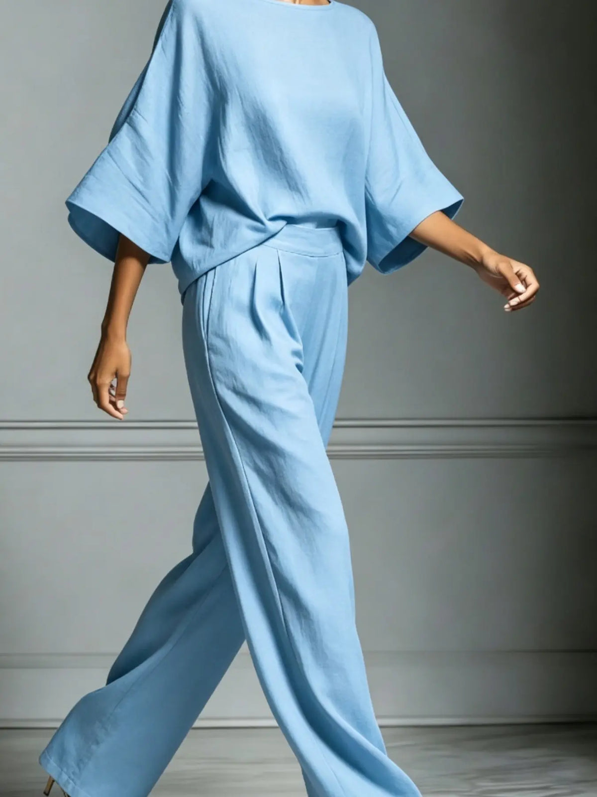 Women's Summer Fashion Elegant Basic Bell Sleeve Set, Casual European and American Style, Trendy Ladies' Clothing for 2026