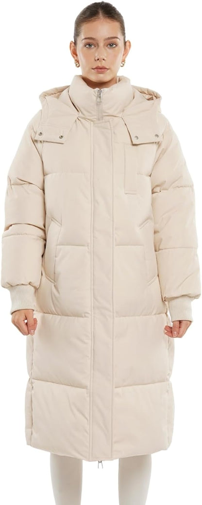 Long Puffer Jacket for Women,2024 Thickened Winter Coat Hooded with Deep Pockets, Ladies Warm Winter Jacket