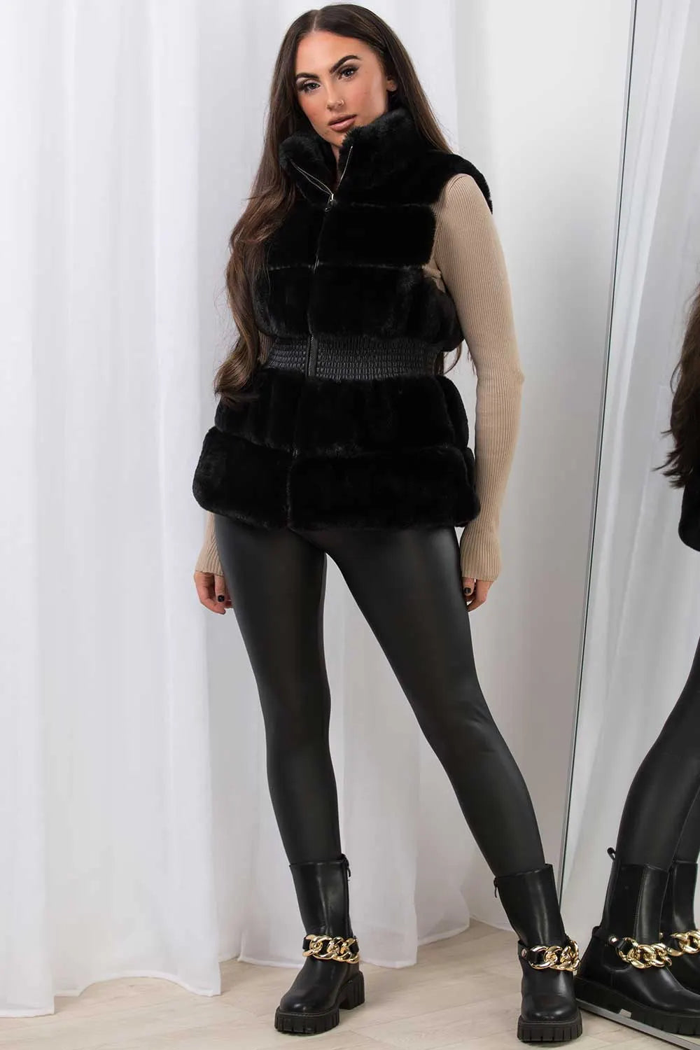 Faux Fur Gilet Black