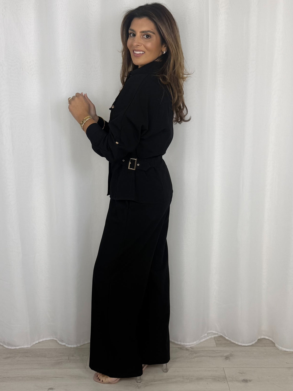 Military Gold Buckle Waist Button Up Trouser Co-Ord (3 Colours)
