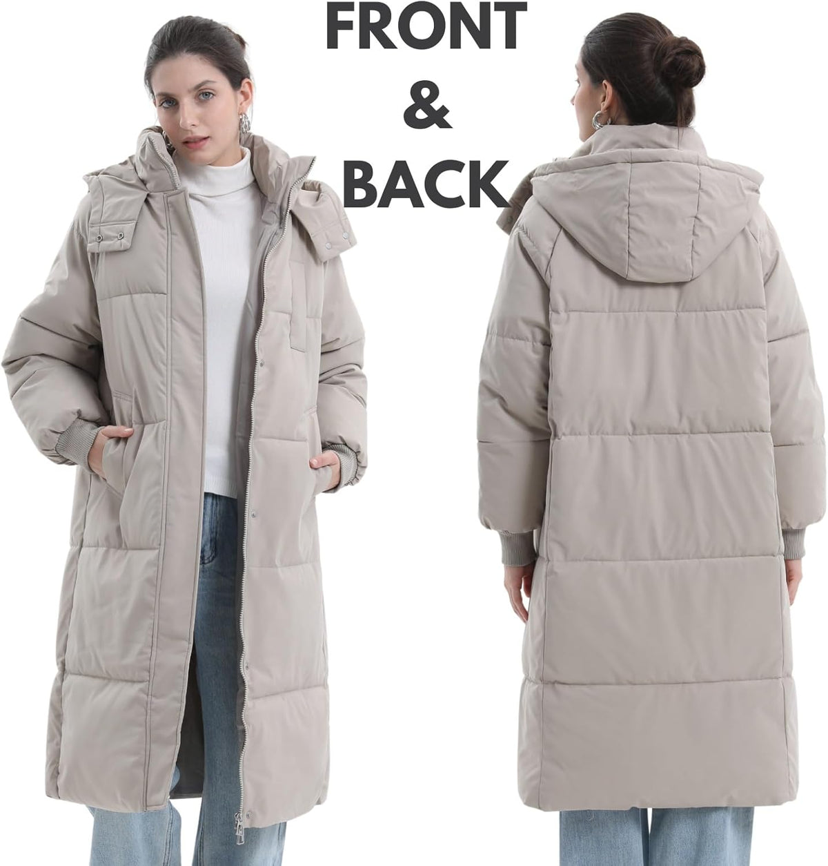 Long Puffer Jacket for Women,2024 Thickened Winter Coat Hooded with Deep Pockets, Ladies Warm Winter Jacket